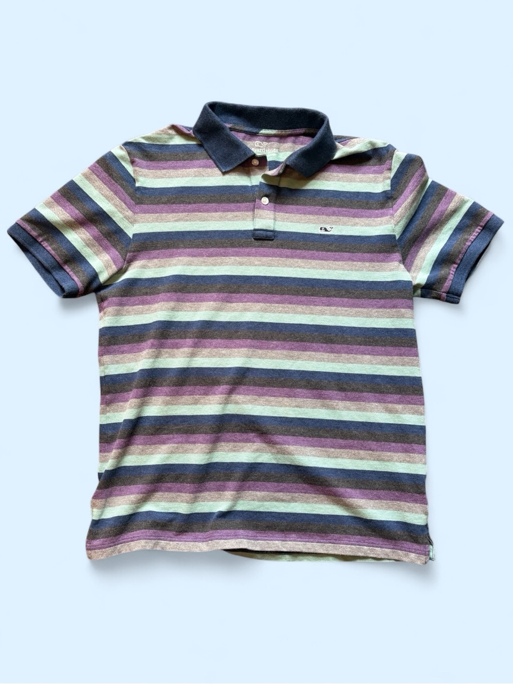 Vineyard Vines Men’s Striped Polo Shirt Purple Blue Green Size Small